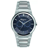 Ferragamo Men’s Swiss Made Quartz Silver Stainless Steel Blue Dial 41mm Watch SFHP006-20